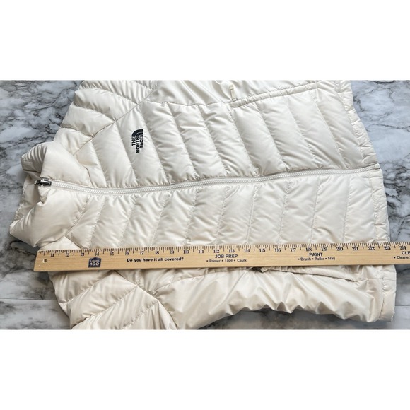 The North Face Womens Down Flare Retro Coat Jacket 500 Ivory Sz Medium #NF0A4P7P - Picture 11 of 12